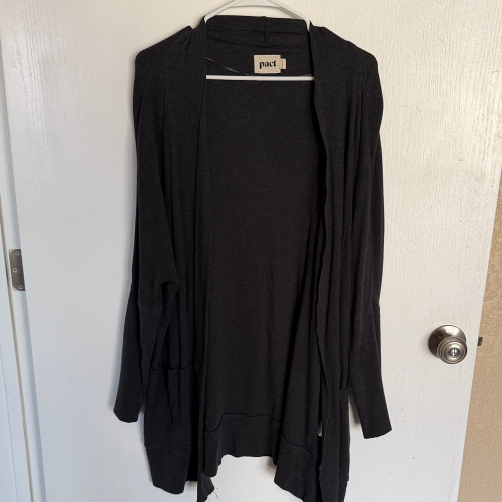 Pact Black Open-Front Lightweight Cardigan